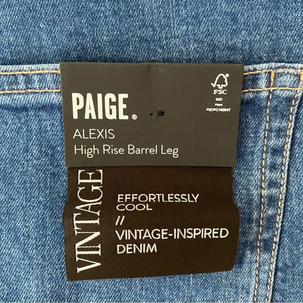 Paige NWTs Alexis Cargo High Rise Barrel Leg Jeans size 33 - Picture 9 of 13